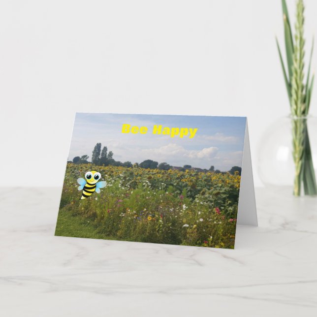 Bee Happy. Blindkarte Dankeskarte (Vorderseite)