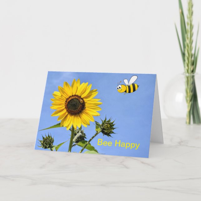 Bee Happy. Blindkarte Dankeskarte (Vorderseite)