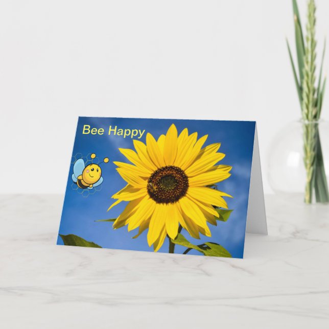 Bee Happy. Blindkarte Dankeskarte (Vorderseite)