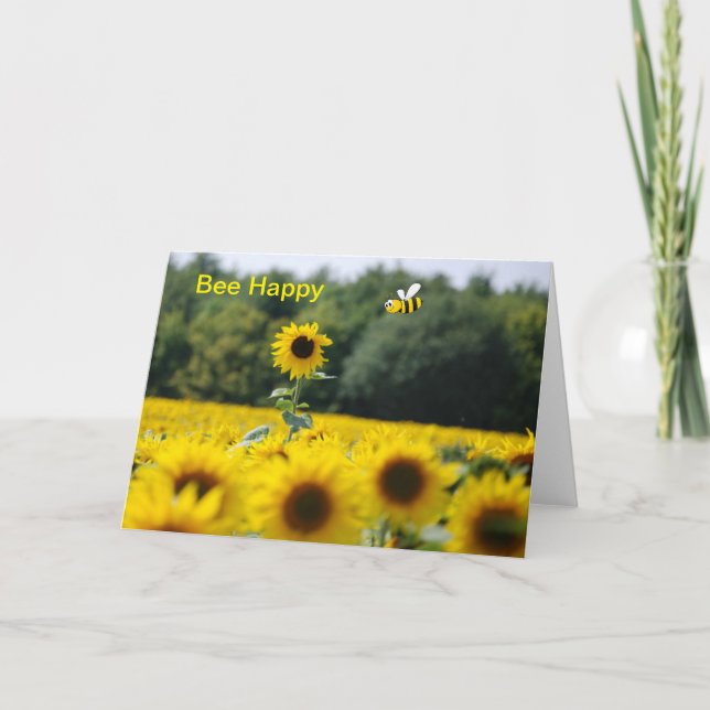 Bee Happy. Blindkarte Dankeskarte (Vorderseite)