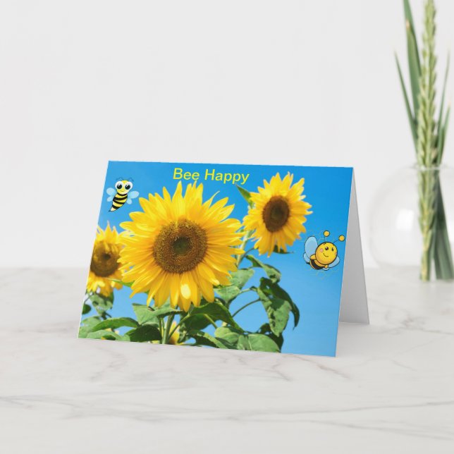 Bee Happy. Blindkarte Dankeskarte (Vorderseite)