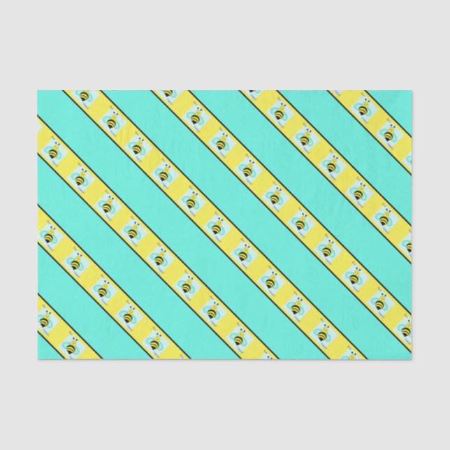 "Bee Happy" Blue Banded Seidenpapier (Vorderseite)