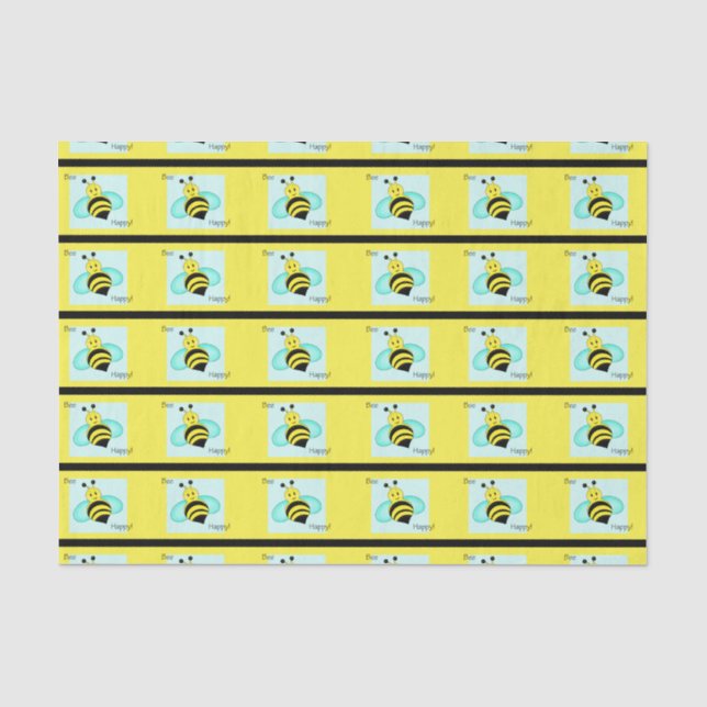 "Bee Happy Bumblebee Tissue Paper Seidenpapier (Vorderseite)
