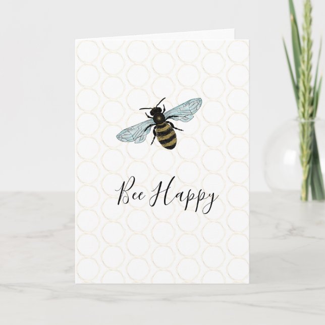 Bee Happy Bumblebee und Gold Honeycomb Karte (Vorderseite)