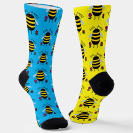 Bee Happy Cartoon Bee Socks Socken