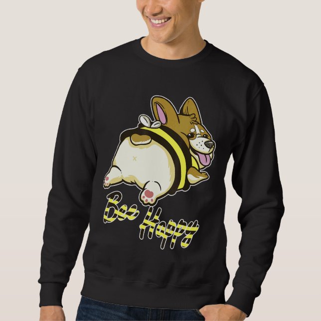Bee Happy Corgi mit Bienenkostüm Sweatshirt (Vorderseite)