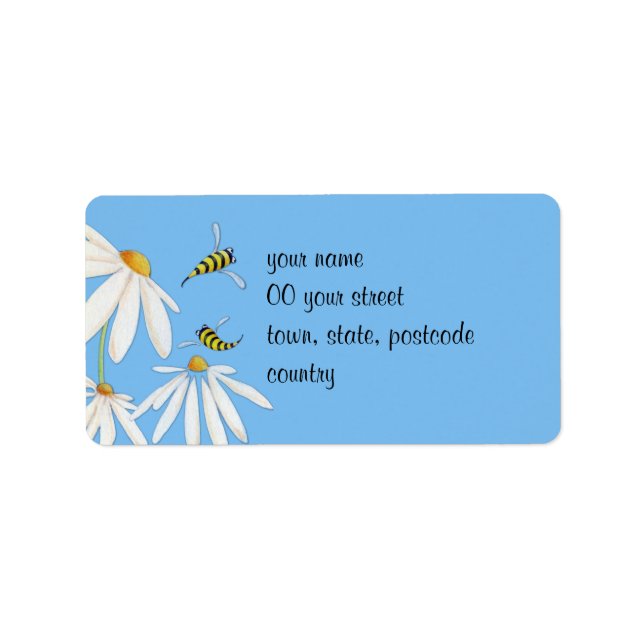 Bee Happy Daisies Adressetikett (Vorne)