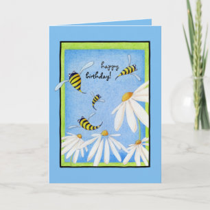 Bee Happy Daisies Birthday Card Karte