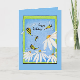 Bee Happy Daisies Birthday Card Karte