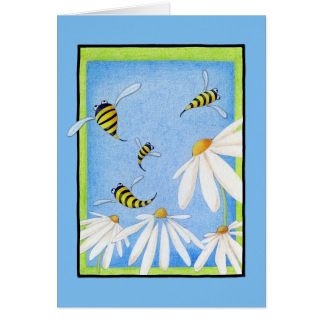 Bee Happy Daisis Note Card (Vorne)