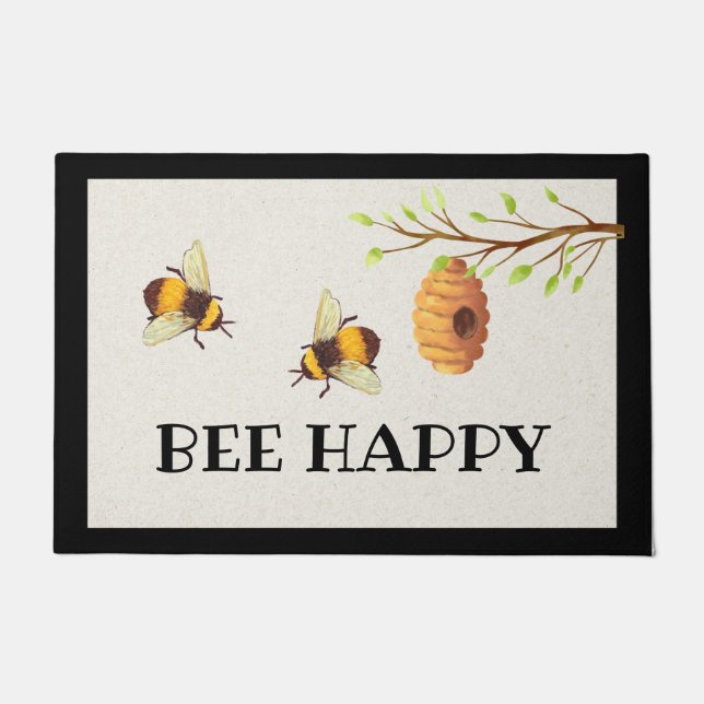Bee Happy Door Mat Fußmatte (Vorderseite)