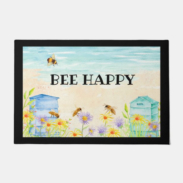 Bee Happy Door Mat Fußmatte (Vorderseite)