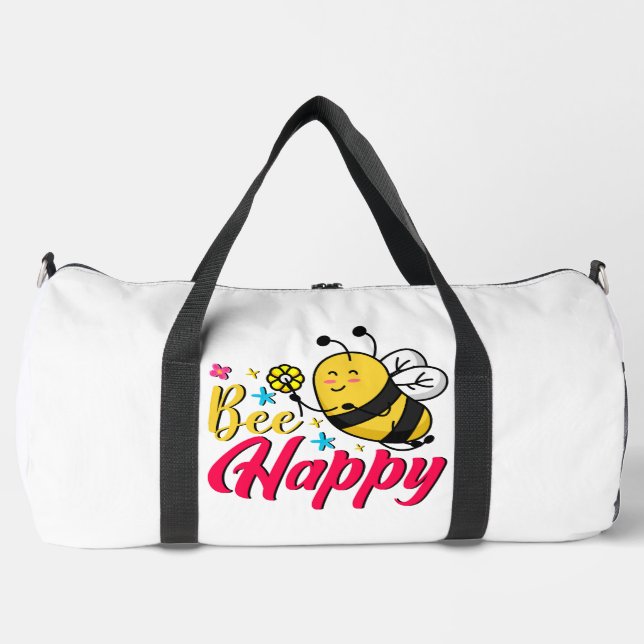 Bee Happy Flower Cartoon  Duffle Bag (Vorderseite)