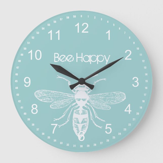 Bee Happy Große Wanduhr (Vorderseite)