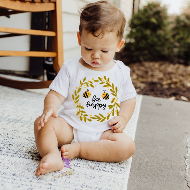 Bee Happy Honey Bee Yellow Stars | Baby Bodysuit Baby Strampler (Von Creator hochgeladen)