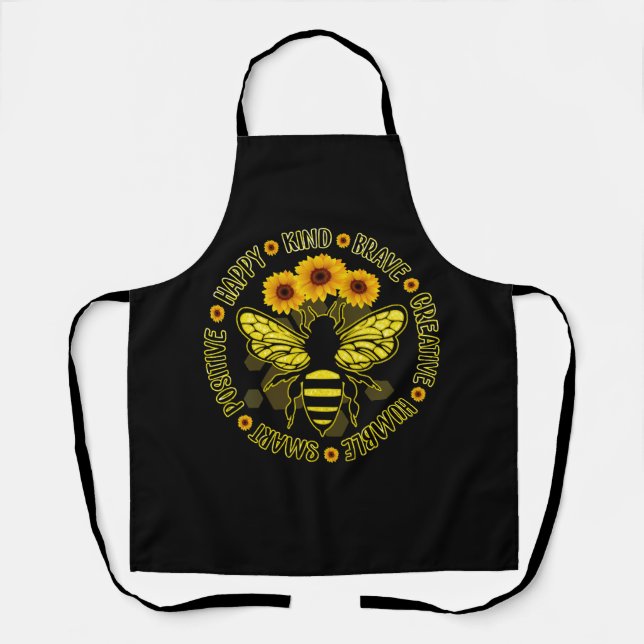 Bee Happy Kind tapfer Humble Smart Positive Hummel Schürze (Vorderseite)