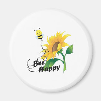 Bee Happy Magnet mit Sonnenblume