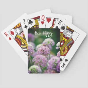 Bee Happy mit Lila Allium Blume Motivierend Spielkarten