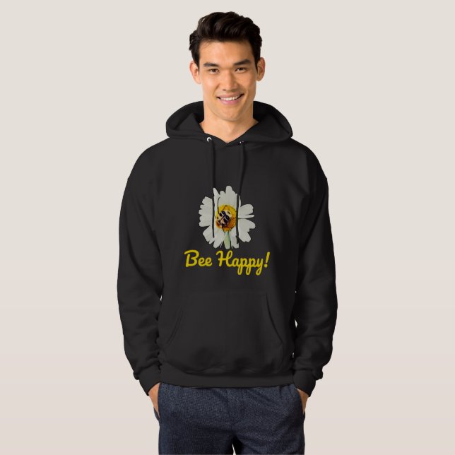 Bee Happy - Motivierend naturlich Inspiriertes Des Hoodie (Vorne ganz)