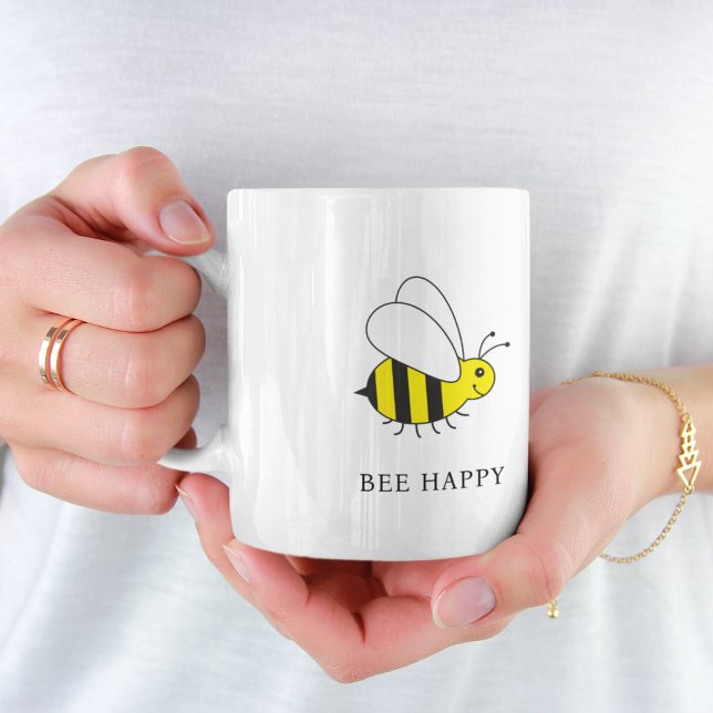 BEE HAPPY Niedlich Bumble Bee Kaffeetasse (Von Creator hochgeladen)