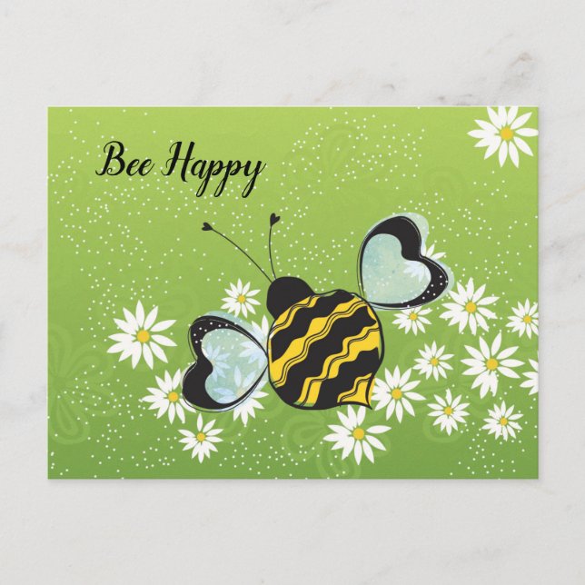 Bee Happy Postcard Postkarte (Vorderseite)