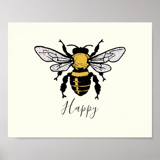 Bee Happy Poster (Vorne)