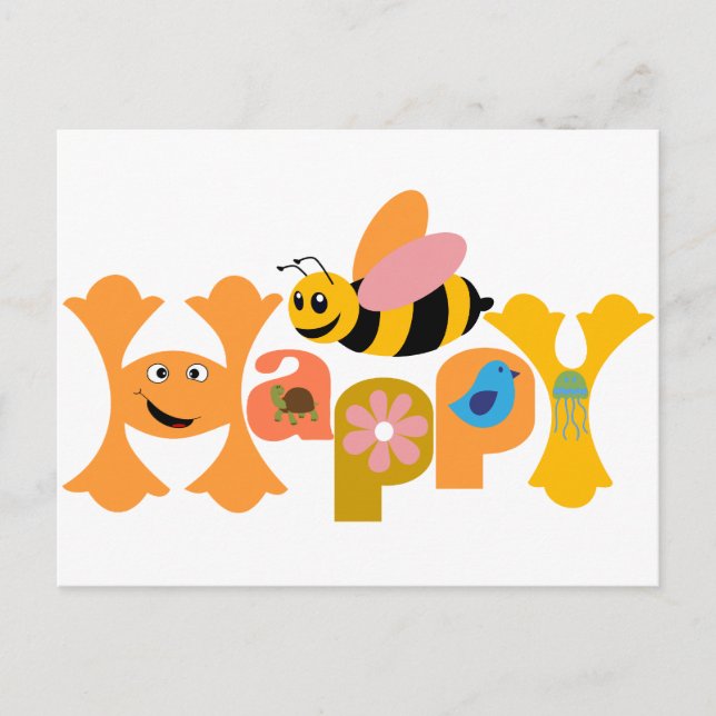 Bee Happy Postkarte (Vorderseite)
