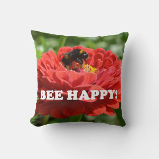 Bee Happy Red Blume Kissen