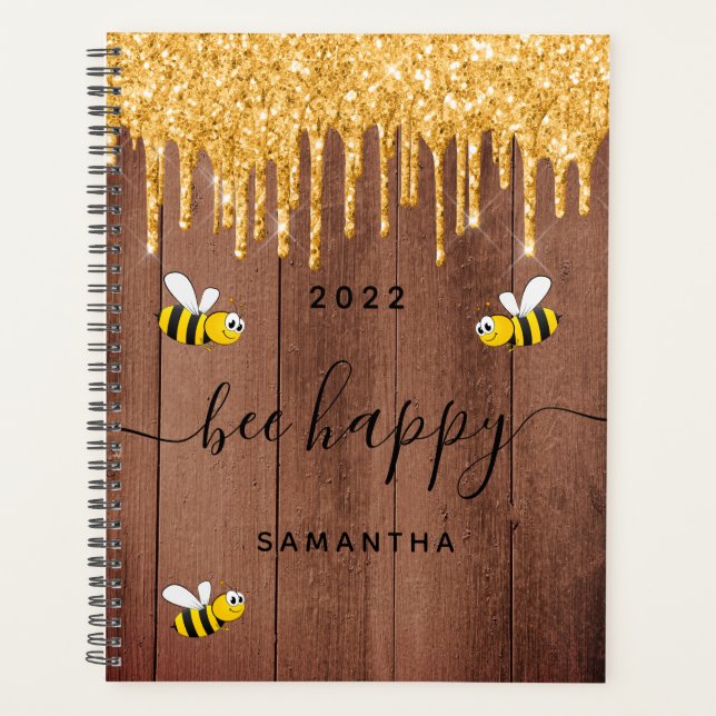 Bee happy rustic Hummel braune Scheune Wand 2021 Planer (Vorderseite)