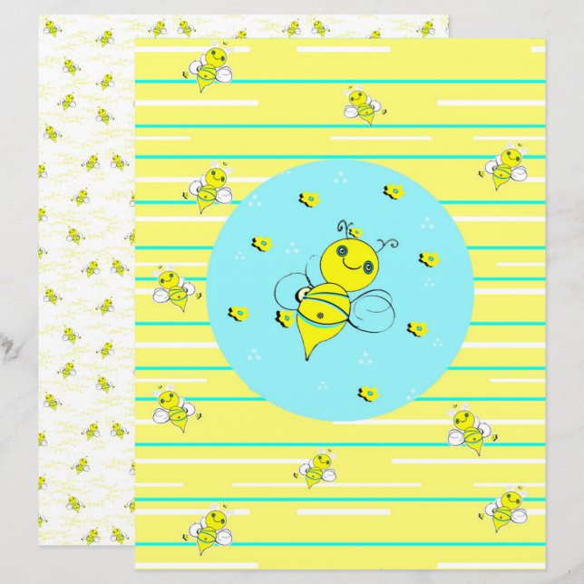 Bee Happy Scrapbook Paper - 01 (Vorne/Hinten)