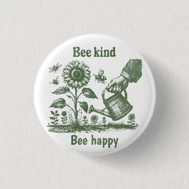  Bee Happy  Sonnenblumen-Gärtnerei für den urbanen Button