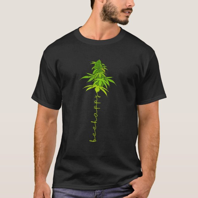 Bee Happy St Patricks Day Weed Marijunaa THC Stone T-Shirt (Vorderseite)