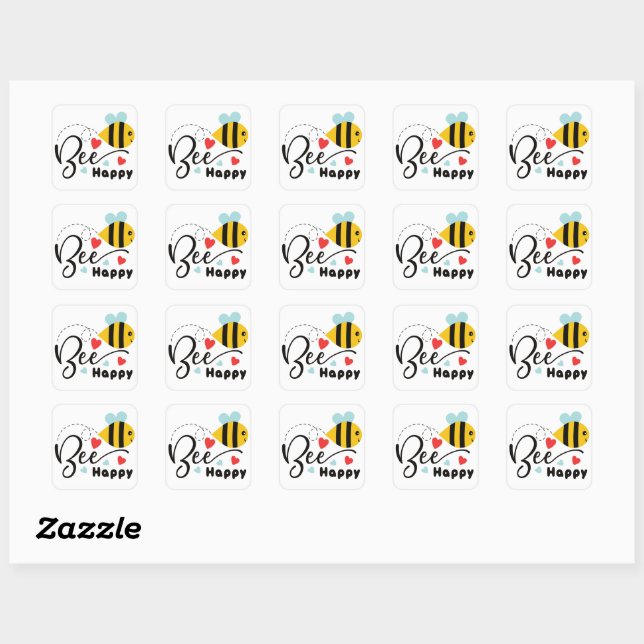 Bee Happy Sticker (Blatt)