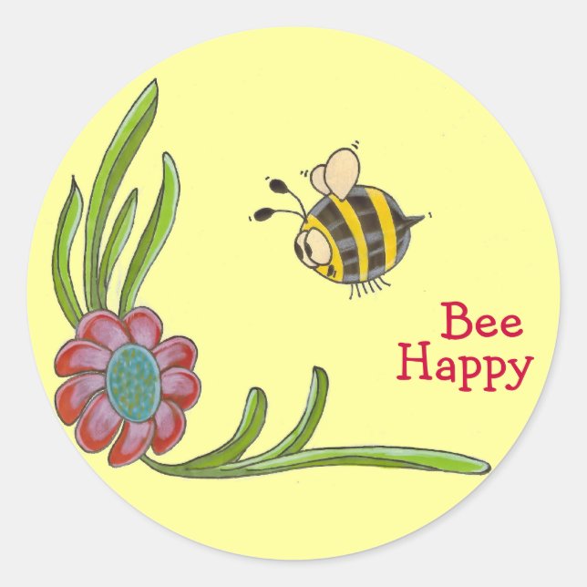 Bee Happy Sticker (Vorderseite)