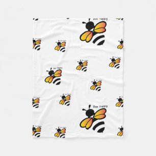 Bee Happy – Süße Hummel-Wiederholungsmuster Fleecedecke