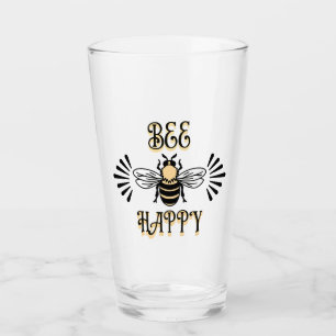 Bee Happy   Vintage Farben Honigbiene Glas
