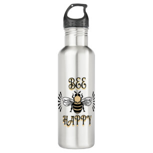 Bee Happy   Vintage Honigbiene Edelstahlflasche