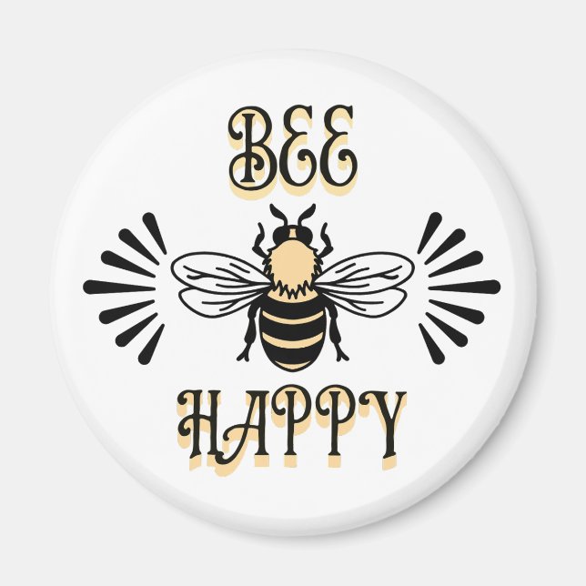 Bee Happy | Vintage Honigbiene Magnet (Vorne)