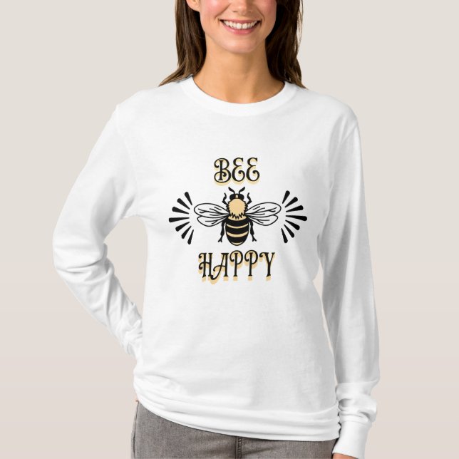 Bee Happy | Vintage Honigbiene T-Shirt (Vorderseite)