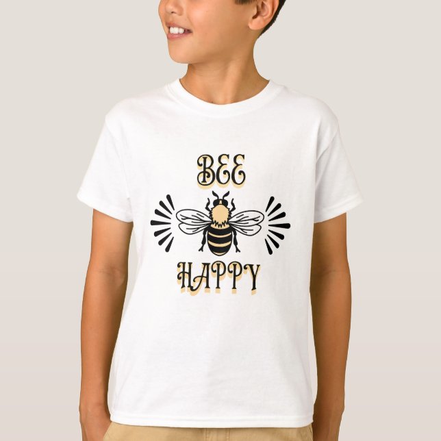 Bee Happy | Vintage Honigbiene T-Shirt (Vorderseite)