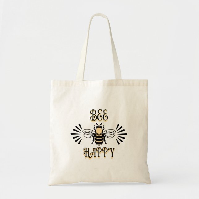 Bee Happy | Vintage Honigbiene Tragetasche (Vorne)