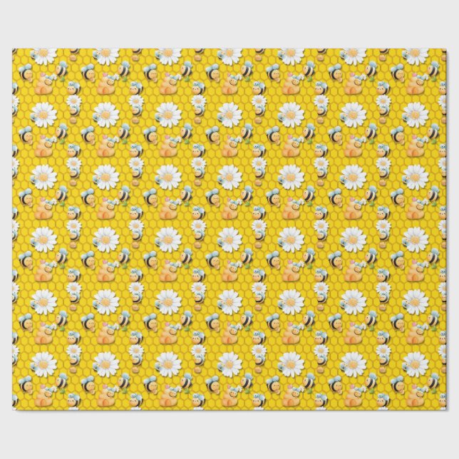 Bee Happy Wrapping Paper Geschenkpapier (Saum)