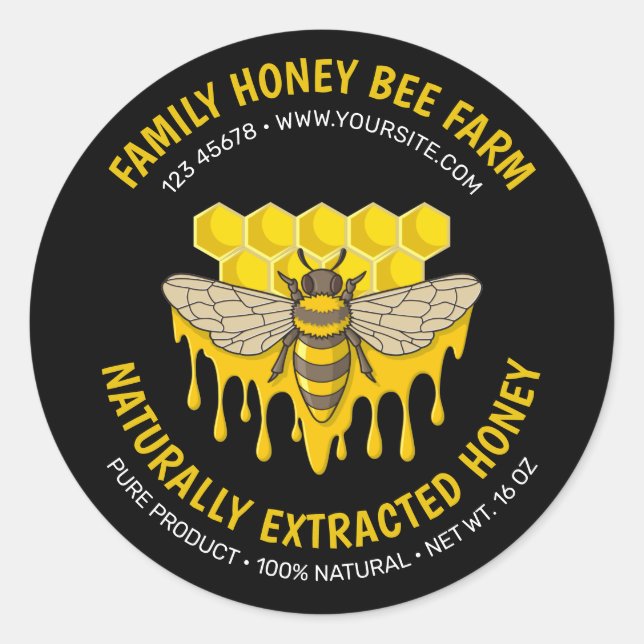 Bee Hive Honey Label Runder Aufkleber (Vorderseite)