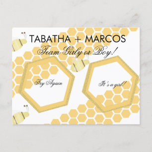 Bee Honey Baby Gender Reveal DIY Scratch Card Ankündigungspostkarte