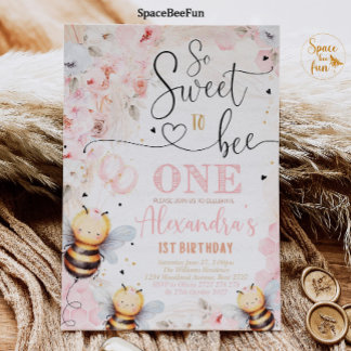 Bee Honey Birthday Einladung Girl Bee Honey Party