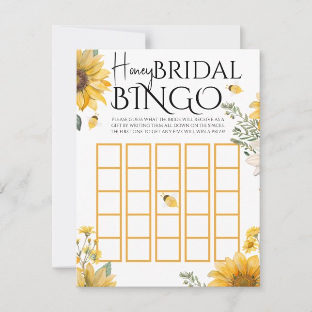 Bee Honey Bridal Shower Bingo Game Mitteilungskarte (Vorderseite)