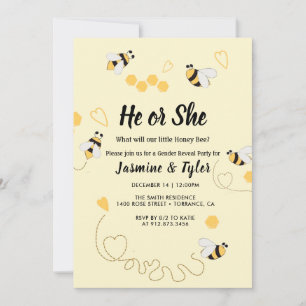Bee Honey He or She Gender Reveal Einladung