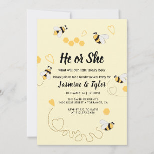 Bee Honey He or She Gender Reveal Einladung