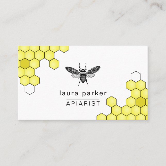 Bee Honey Seller Apiarist Black Yellow Letterpress Visitenkarte (Vorderseite)