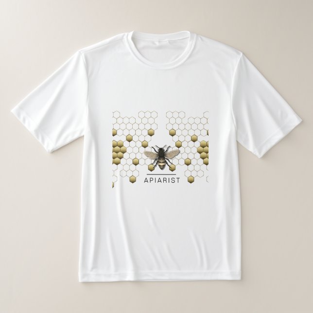 Bee Honey Seller Apiarist Gold Yellow Hexagon   T-Shirt (Ablage )